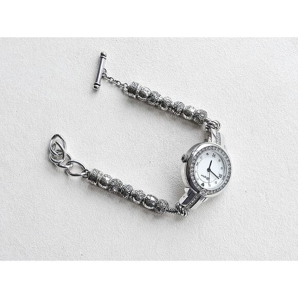 Brighton Mayville Ladies Charm Bracelet Watch Silver Plated Toggle 7-8" Works - Picture 3 of 8